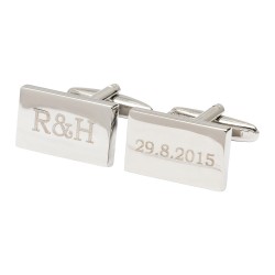 Initials and Date Cufflinks Engraved Wedding Cufflinks