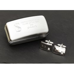 Engraved Initials Crystal Cufflinks with Engraved Box