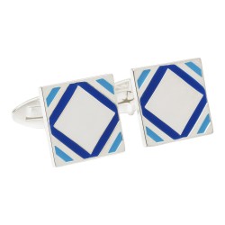 Fredbennett 925 Silver and Blue Enamel Designer Cufflinks