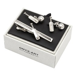 Cricket Chain-Link Cufflinks and Tie Clip Gift Set