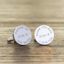 Personalised Father of the Bride Thank You Cufflinks