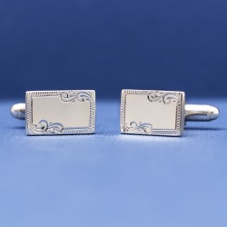 ESQUIRE Sterling Silver Engraved Edge Cufflinks