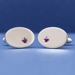 Esquire - 925 Silver with Ruby Star Cufflinks
