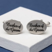 Brother of the Groom Cufflinks Oval Italics