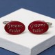 Grooms Father Cufflinks Oval Red
