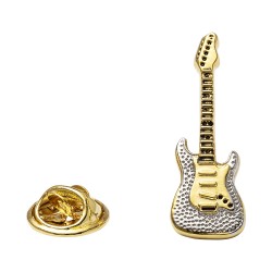 Gold Electric Guitar Lapel Pin 