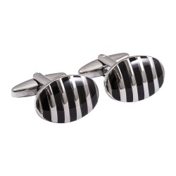 Silver and Black Stripe Cufflinks
