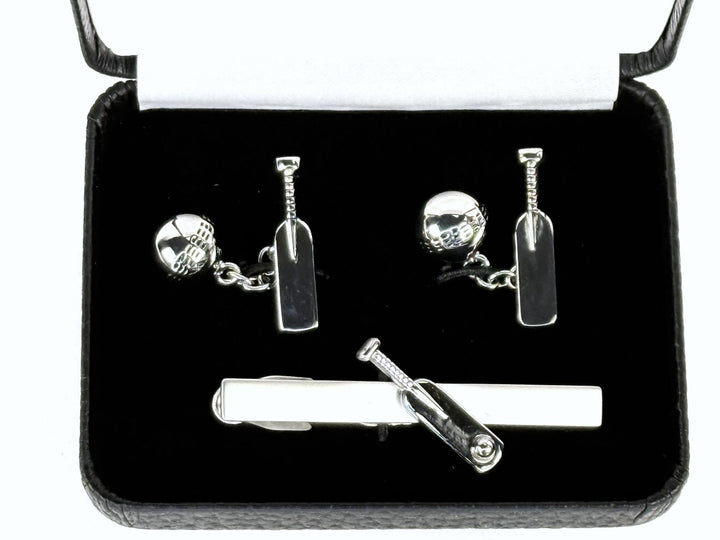 Cricket Cufflinks and Tie Clip Gift Set