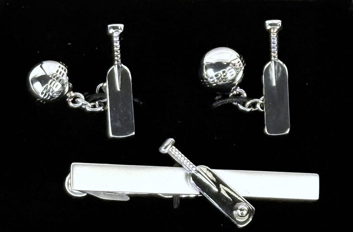 Cricket Cufflinks and Tie Clip Gift Set