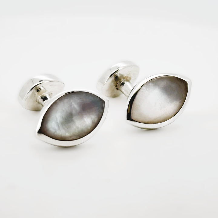 Sterling Silver 925 and Mother of Pearl Lozenge Cufflinks