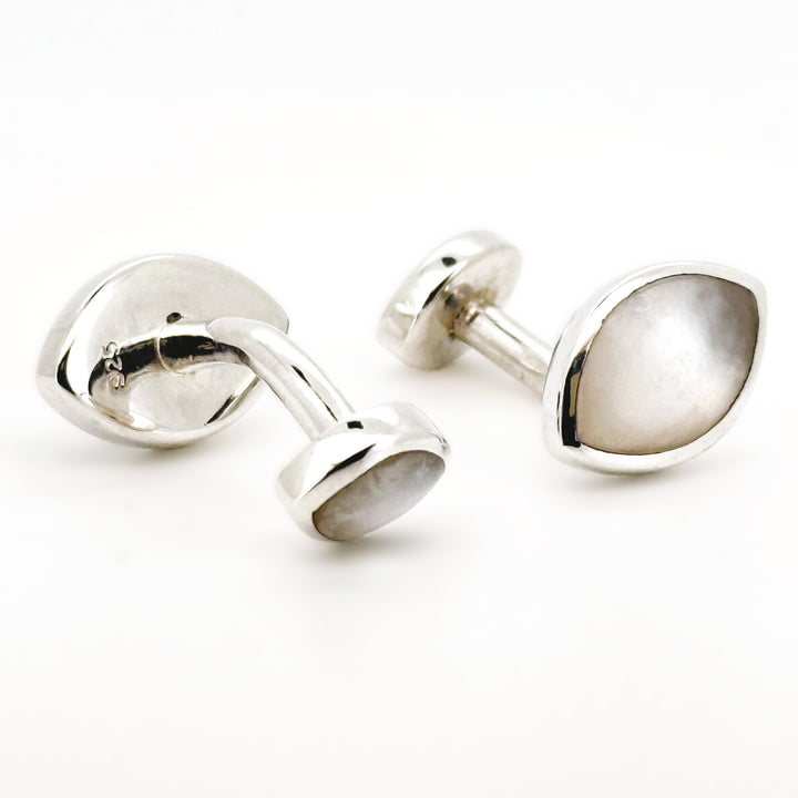 Sterling Silver 925 and Mother of Pearl Lozenge Cufflinks