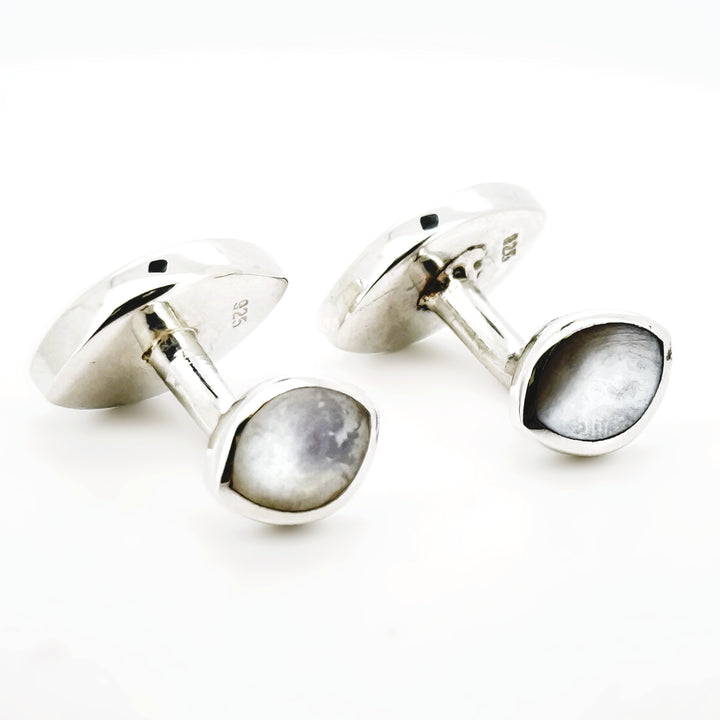 Sterling Silver 925 and Mother of Pearl Lozenge Cufflinks