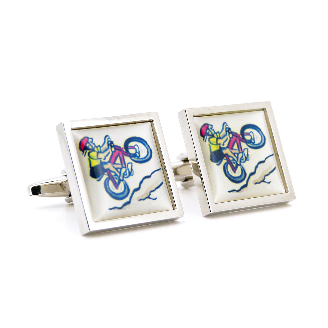 Caricature Uphill Cyclist Cufflinks