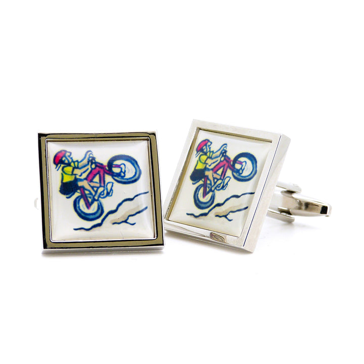 Caricature Uphill Cyclist Cufflinks