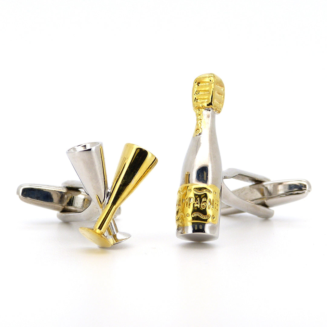 Champagne Bottle and Flutes Cufflinks