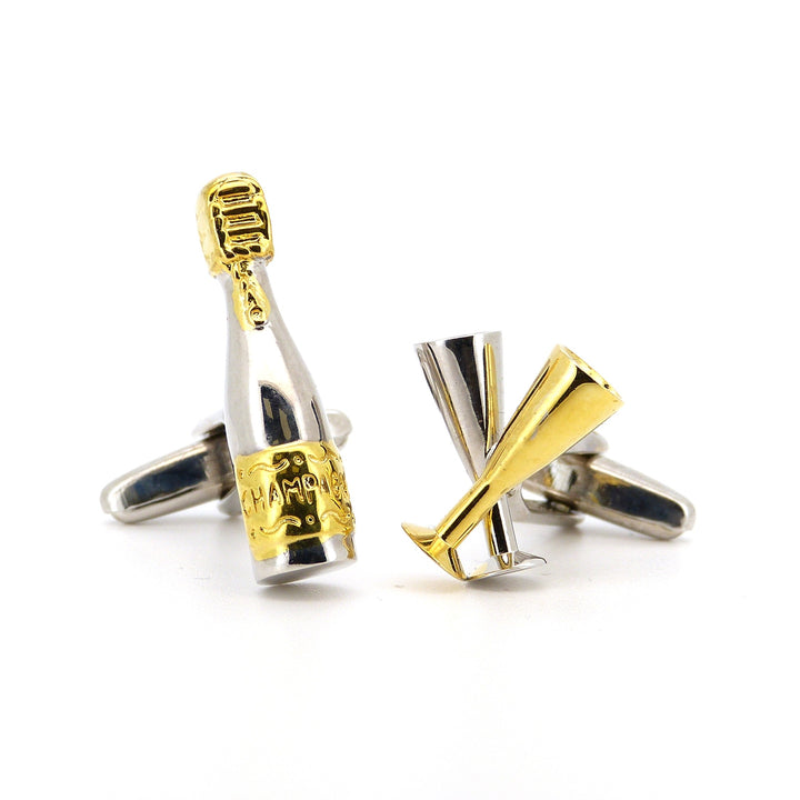 Champagne Bottle and Flutes Cufflinks