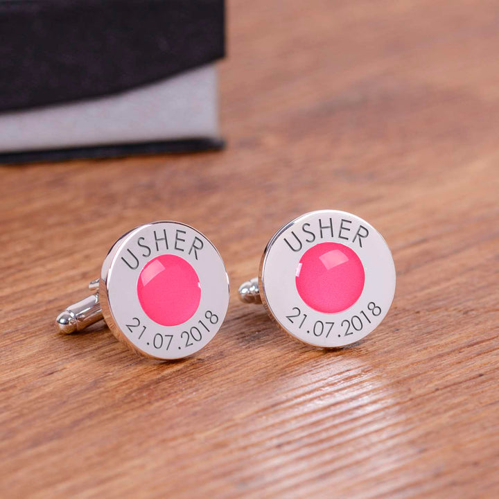 Cufflink Man Cufflinks - Personalised Colour matched Engraved Wedding Role Cufflinks