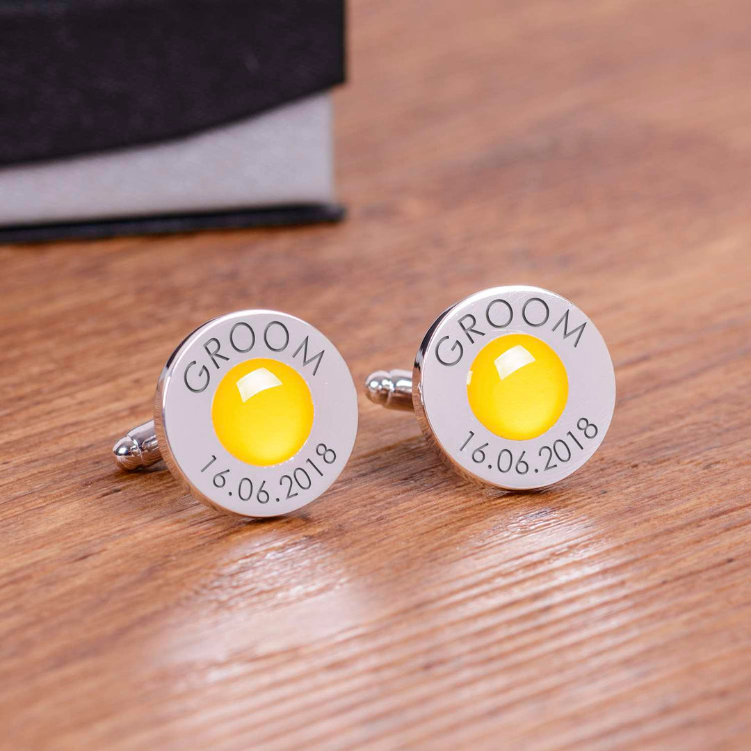 Cufflink Man Cufflinks - Personalised Colour matched Engraved Wedding Role Cufflinks