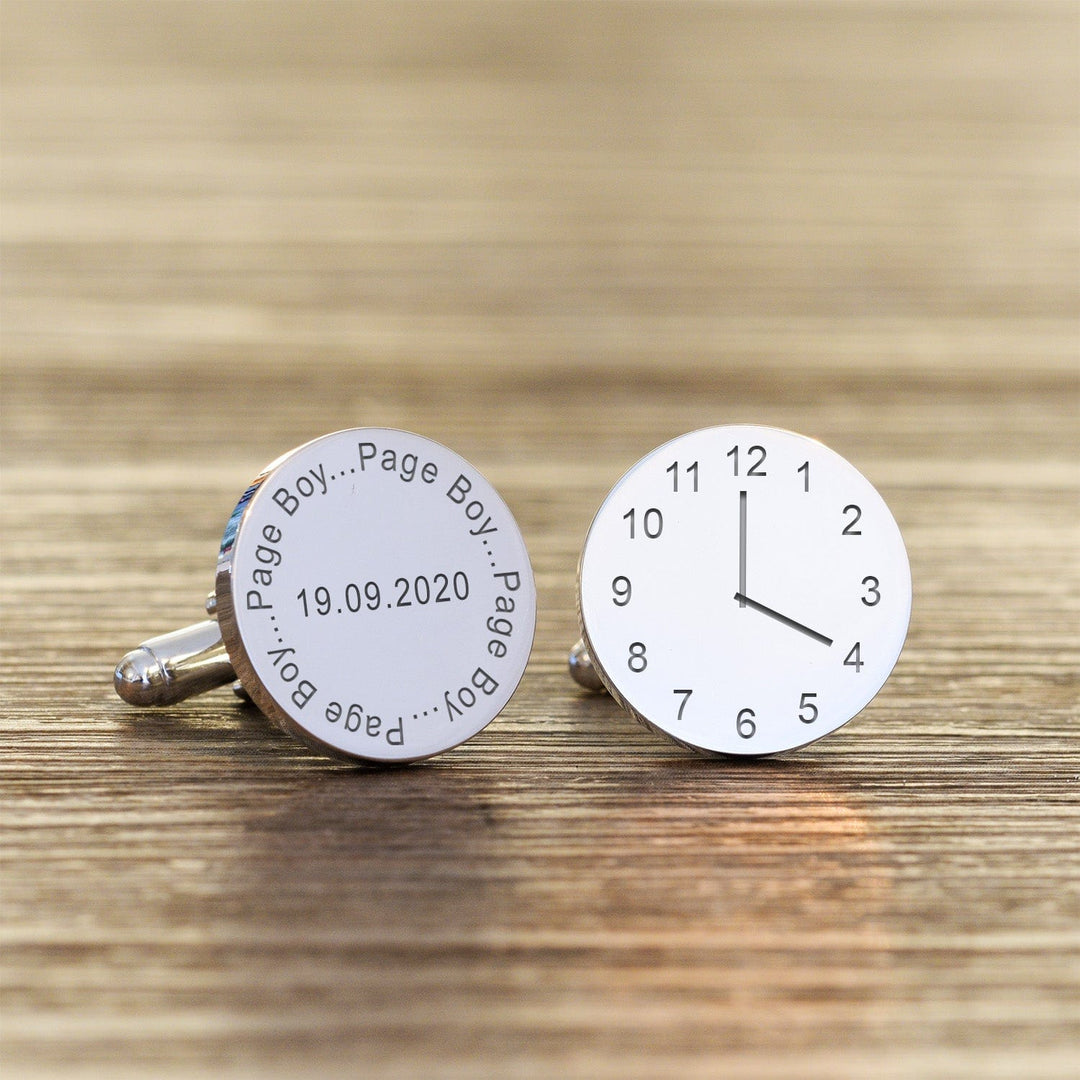 Cufflink Man Cufflinks - Personalised Personalised Engraved Page Boy Wedding Cufflinks With Date & Time