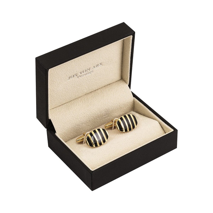 Jos Von Arx Cufflinks Striped Cufflinks Gold and Black Stripes