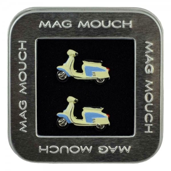 Mag Mouch & Sophos Cufflinks 1967 Blue Lambretta Scooter Cufflinks