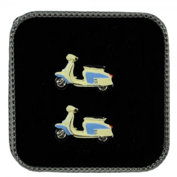 Mag Mouch & Sophos Cufflinks 1967 Blue Lambretta Scooter Cufflinks