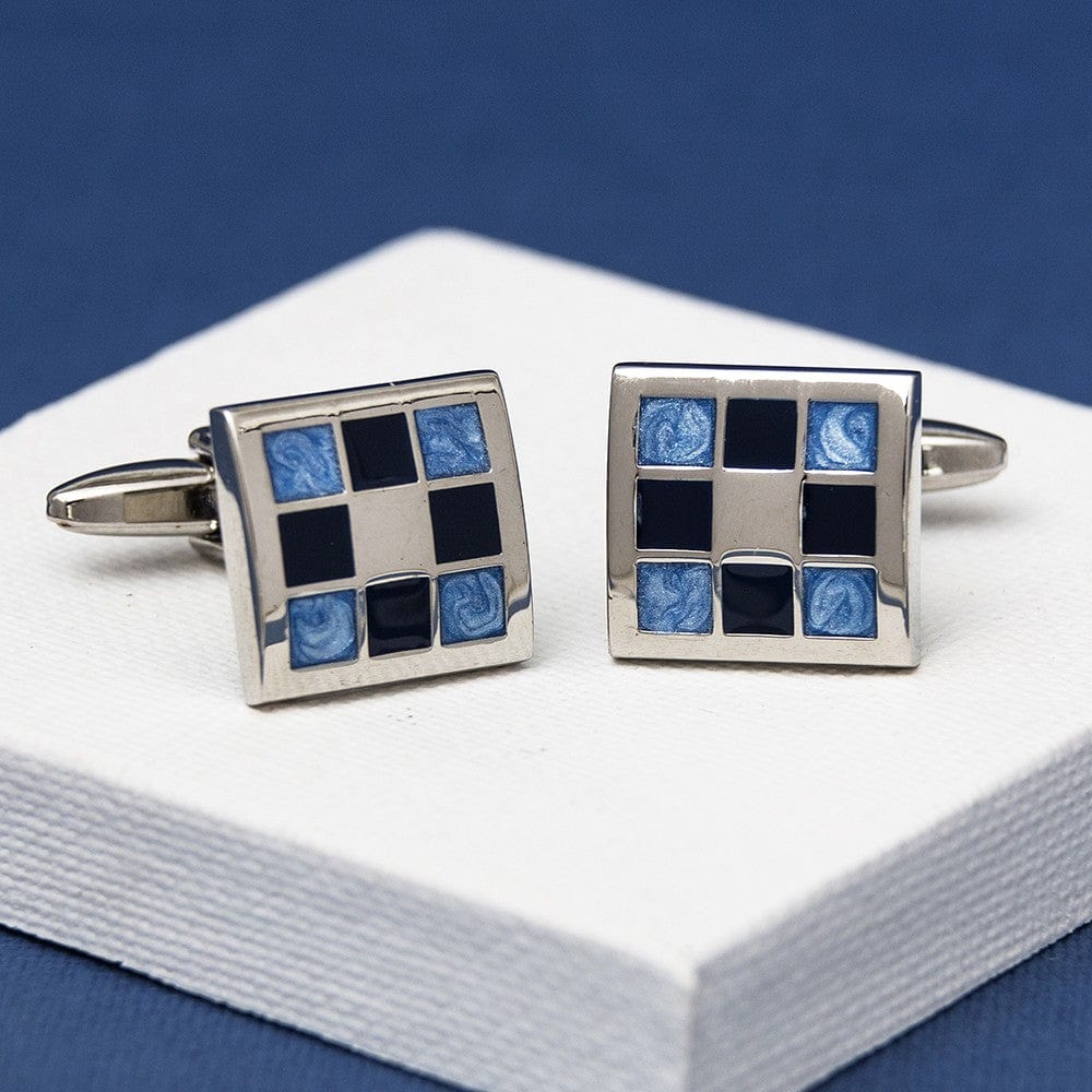 Andrew Worth Cufflinks Gradient Blue Chequered Cufflinks