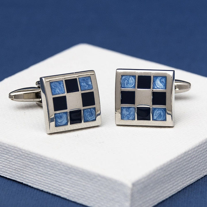 Andrew Worth Cufflinks Gradient Blue Chequered Cufflinks