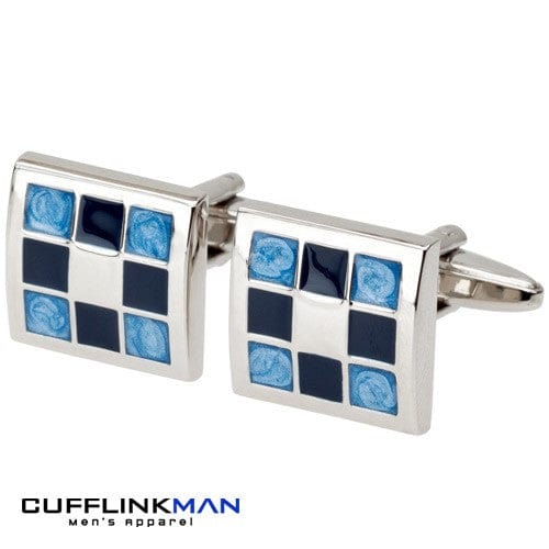 Andrew Worth Cufflinks Gradient Blue Chequered Cufflinks