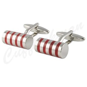 Andrew Worth Cufflinks Red Striped Cylinder Cufflinks