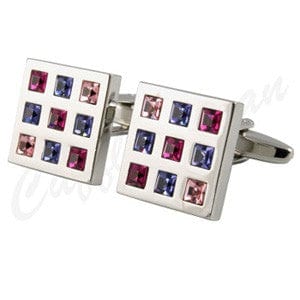 Andrew Worth Cufflinks Rosso Purple Crystal Square Cufflinks