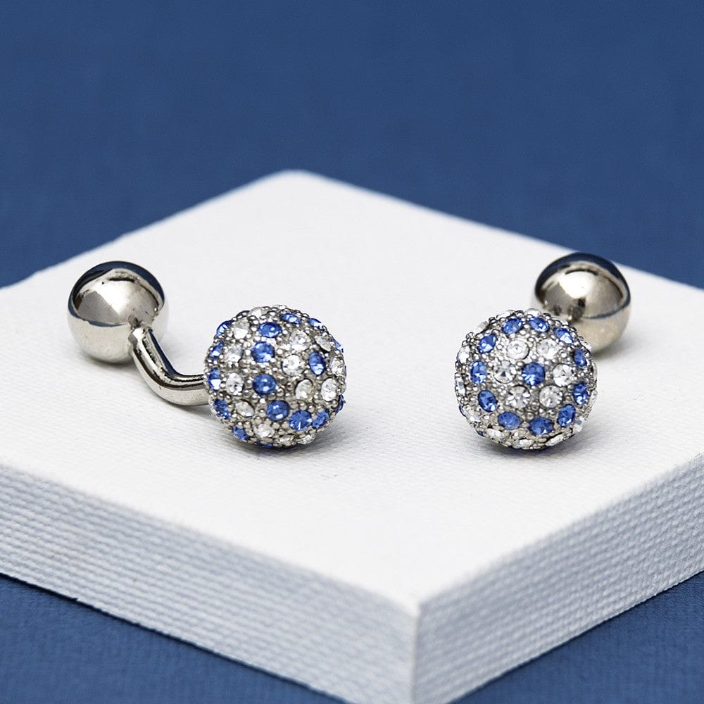 Andrew Worth Cufflinks YALE Blue Crystal Cufflinks