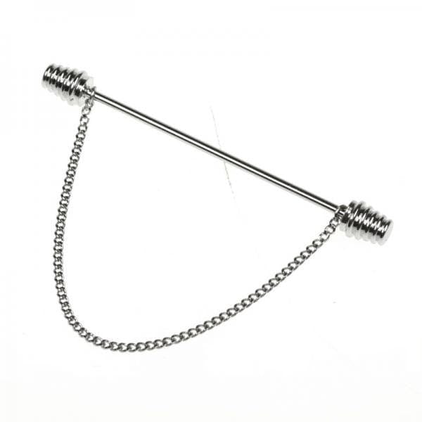 Cufflink Man Collar Bars Rhodium Plated Spiral End Collar Pin