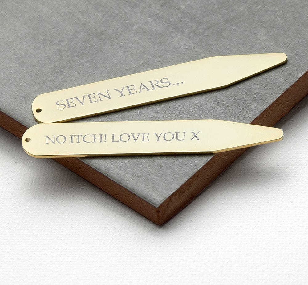 Cufflink Man Collar Stiffeners - Personalised Personalised Gold Plated Collar Stiffener - Engraved With Any Message