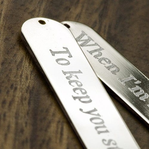 Cufflink Man Collar Stiffeners - Personalised Personalised Silver Collar Stiffener - Engraved With Any Message