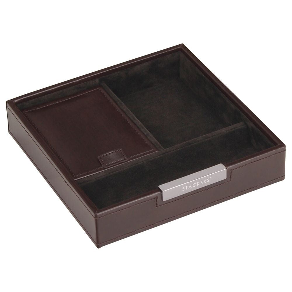 Cufflink Man Cufflink Boxes Stackers - Brown Velvet Valet