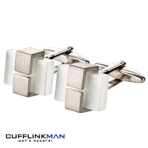 Cufflink Man Cufflinks Andor White Cats Eye Cufflinks