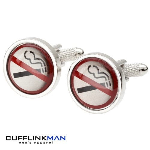 Cufflink Man Cufflinks Anti-Smoking Cufflinks. No Smoking Sign