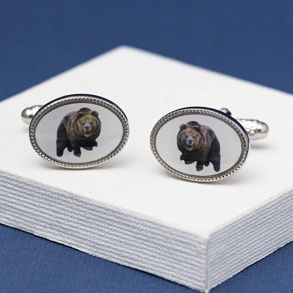 Cufflink Man Cufflinks Bear Oval Cufflinks