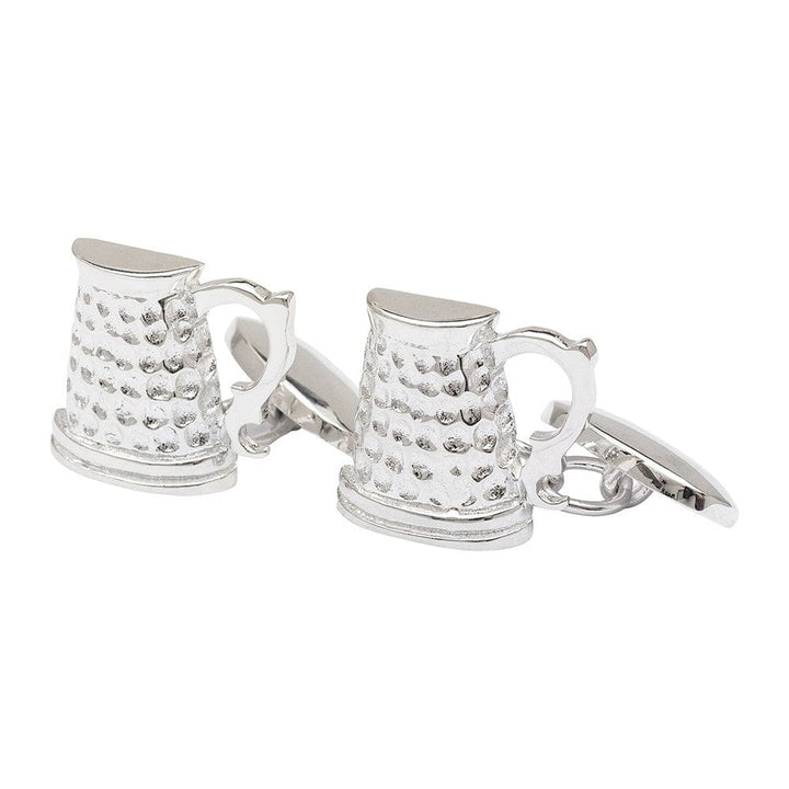 Cufflink Man Cufflinks Beer Tankard Cufflinks - Silver Plated- Chain Link