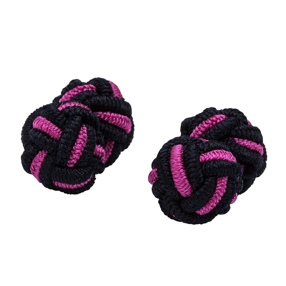 Cufflink Man Cufflinks Black and Cerise Silk Knot Cufflinks