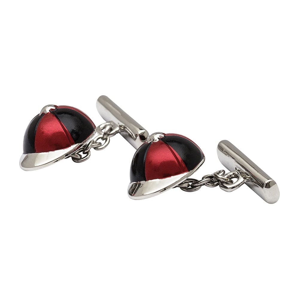 Cufflink Man Cufflinks Black and Red Jockey's Cap Chain-Link Cufflinks