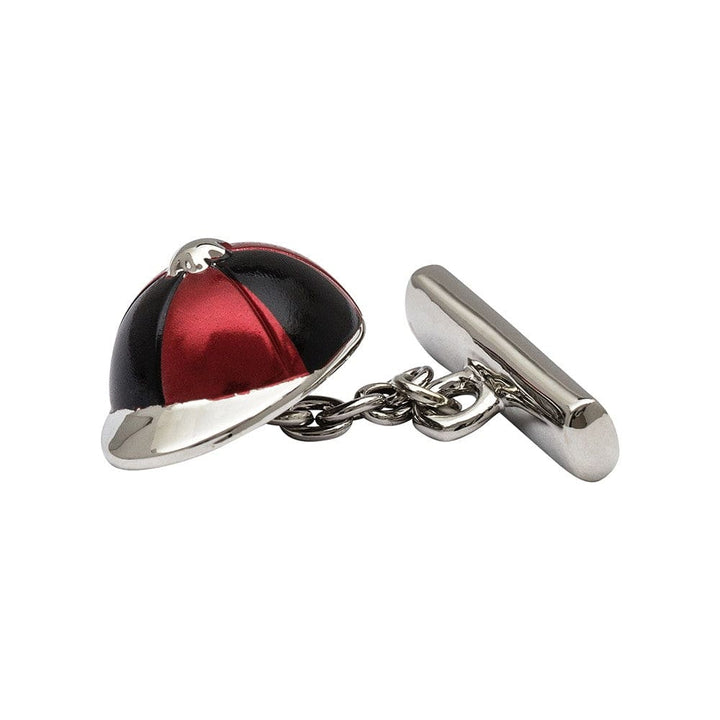 Cufflink Man Cufflinks Black and Red Jockey's Cap Chain-Link Cufflinks