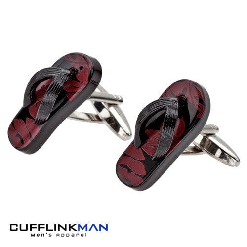 Cufflink Man Cufflinks Black& Brown Flip Flops Cufflinks