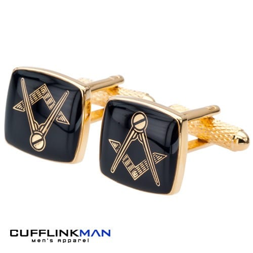 Cufflink Man Cufflinks Black & Gold Masonic Cufflinks