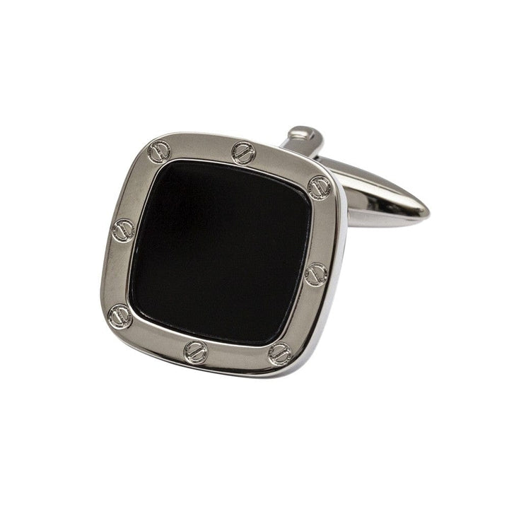 Cufflink Man Cufflinks Black Onyx Port Hole Cufflinks - Square Edition