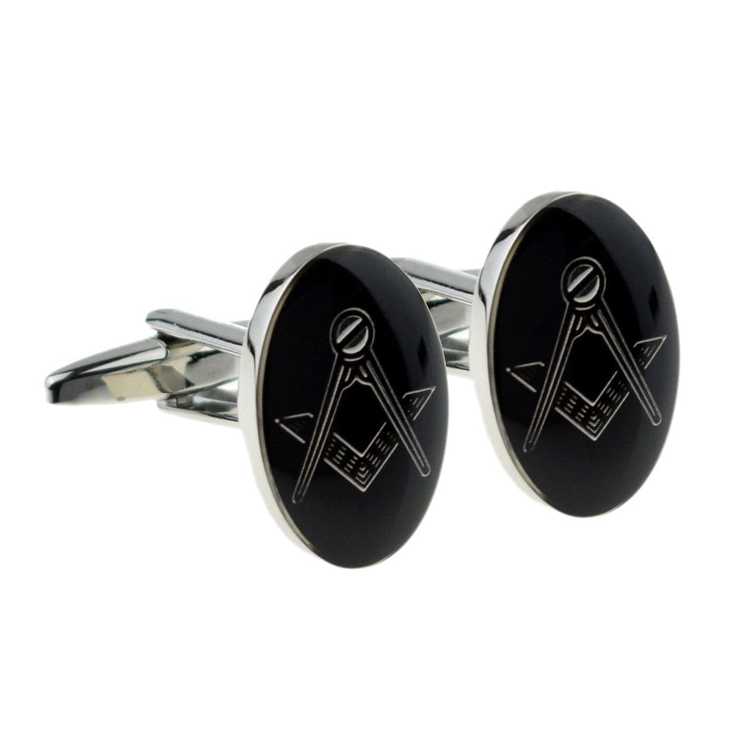 Cufflink Man Cufflinks Black Oval Masonic Cufflinks