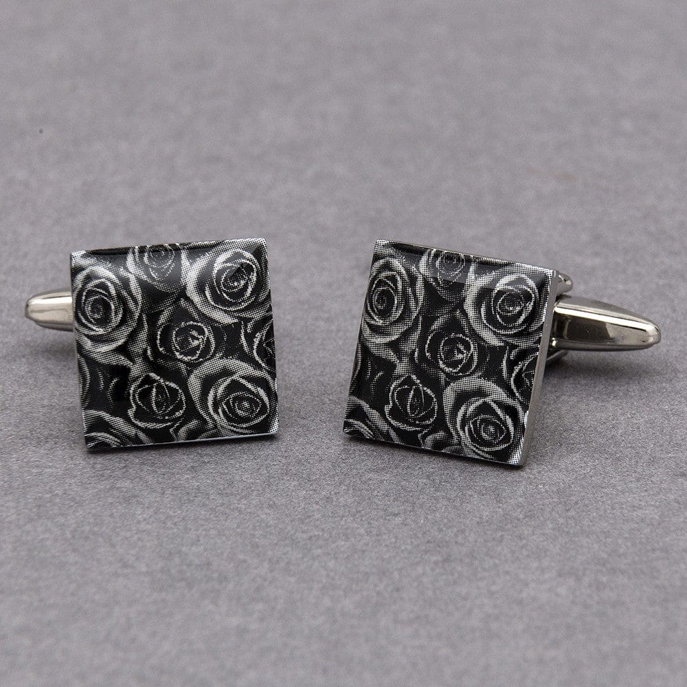 Cufflink Man Cufflinks Black Rose Cufflinks