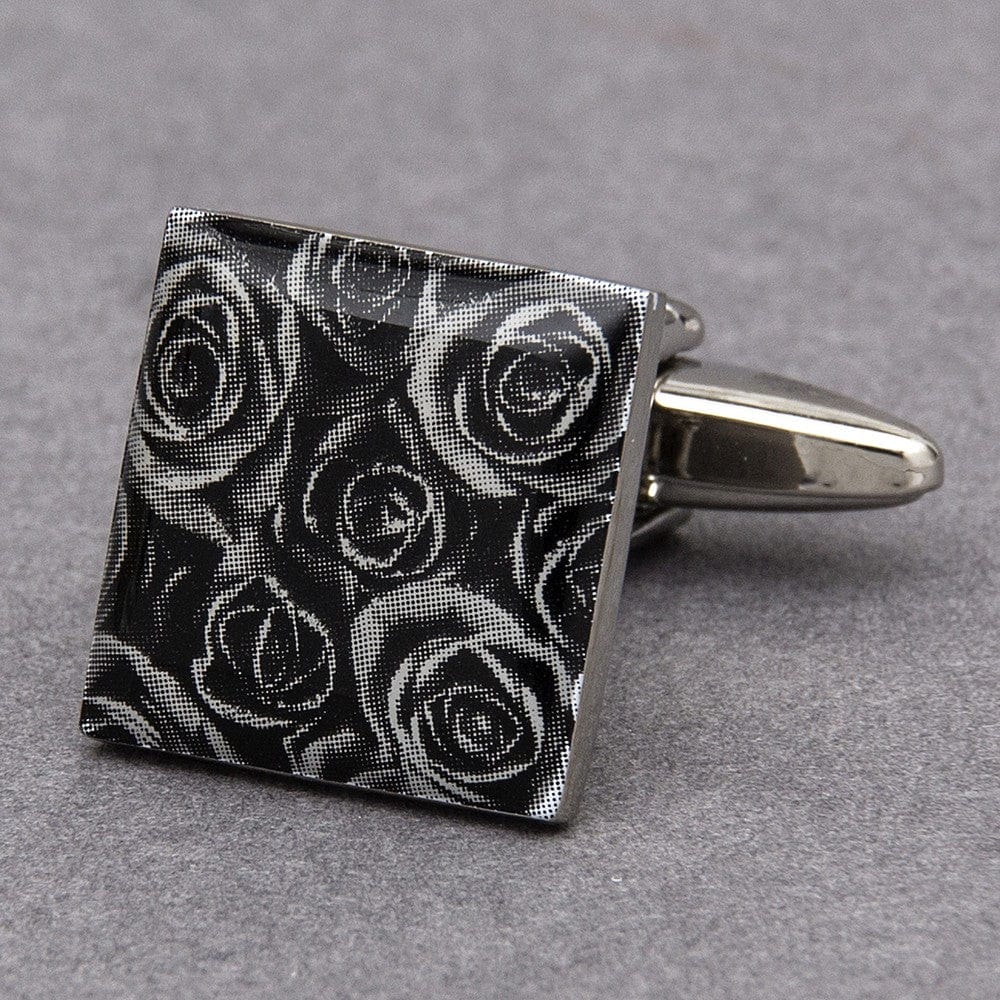 Cufflink Man Cufflinks Black Rose Cufflinks