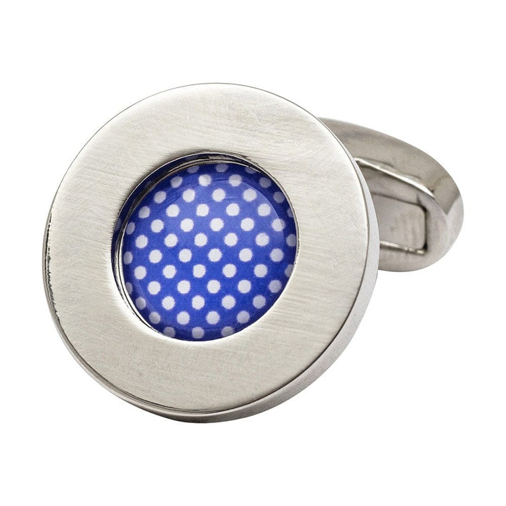 Cufflink Man Cufflinks Blue Polka Dot Cufflinks